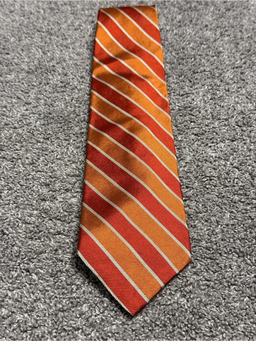 Brooks Brothers Striped Silk Tie in Orange and White
